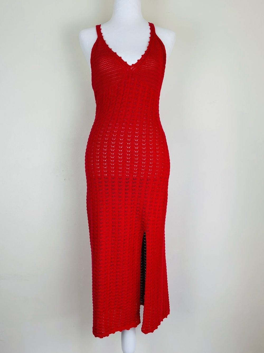 Aritzia Wilfred Red Crochet Evie Midi Dress. Medium. - Picture 3 of 11